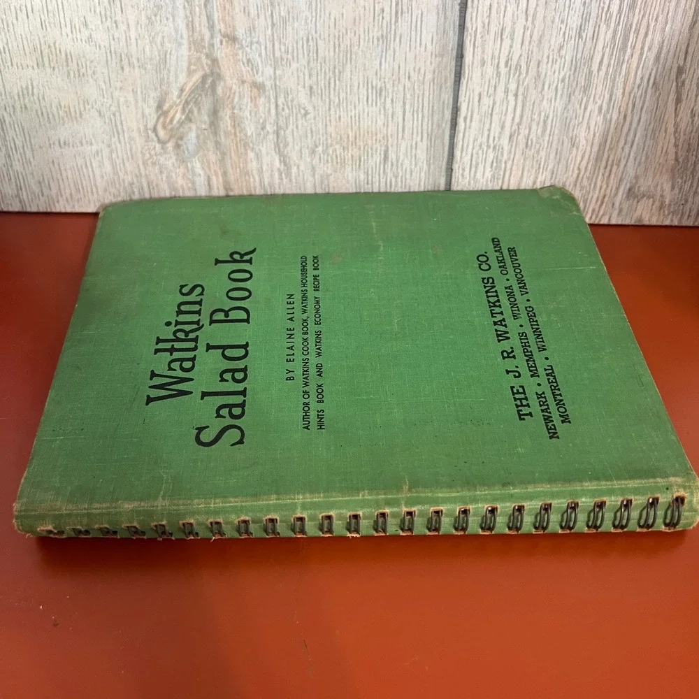 Vintage Watkins Salad Book Elaine Allen J.R. Watkins Co Spiral Bound Cookbook
